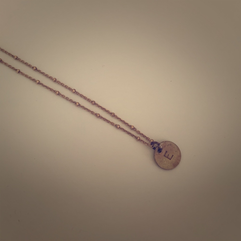 Gold E Initial Embellished Chain Necklace